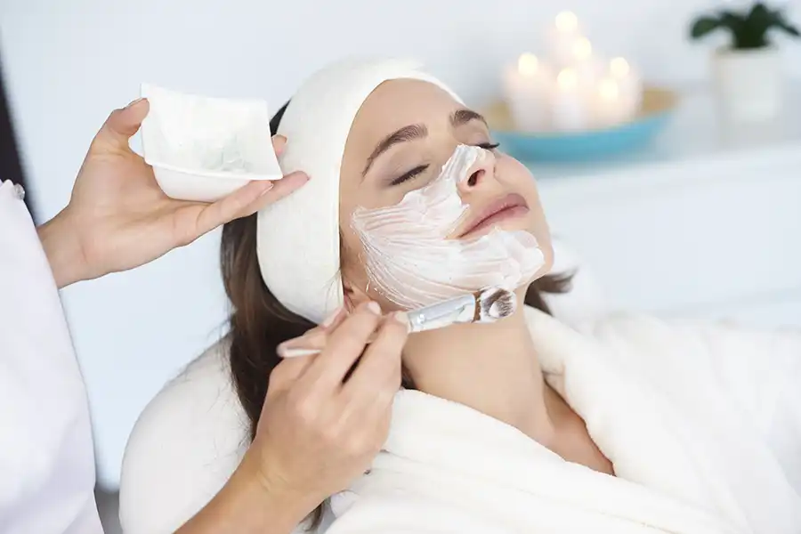 Woman having a facial